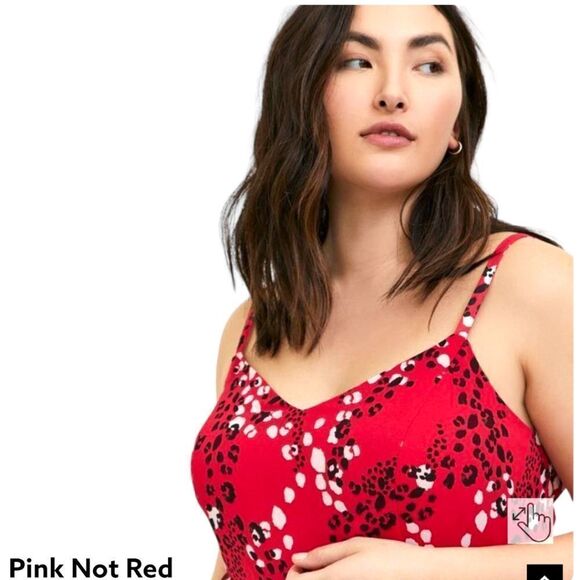 TORRID Plus Size Pink Leopard 🐆 Chiffon Peplum Midi Cami. - Picture 9 of 16